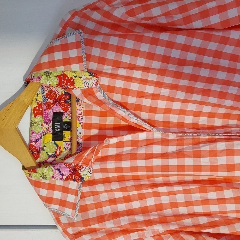 XMI| Mens Button Down Shirt Bright Pink Floral CUFFS & Collar Preppy Sz.XL